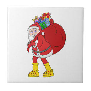 Sinterklaas draagt grote gele laarzen tegeltje