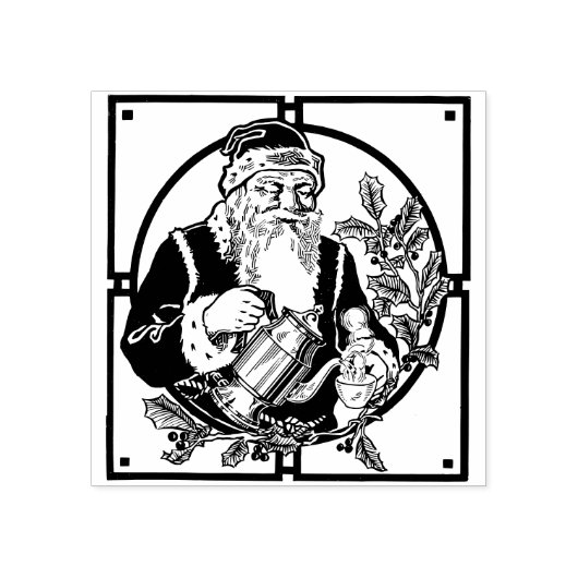 Sinterklaas drink koffie Kerstmis  kunst Rubberstempel (Afrduk)