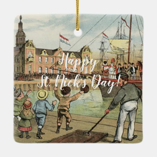 Sinterklaas Dutch St. Nick  St. Nicholas Keramisch Ornament (Achterkant)