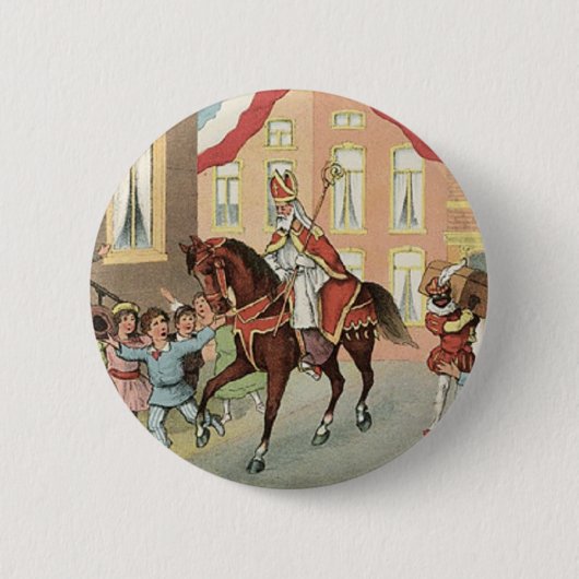 Sinterklaas Dutch St. Nick  St. Nicholas Ronde Button 5,7 Cm (Voorkant)