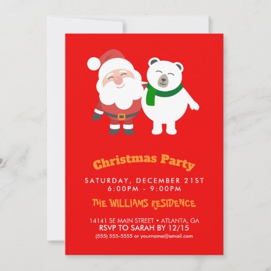 Sinterklaas en Cartoon van poolBeer Kaart (Voorkant)