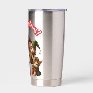 Sinterklaas en Elf Katten – Meo Kerstmis Schattig Geïsoleerde Drinkbeker