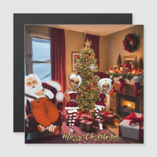 Sinterklaas en elfen na het werk.