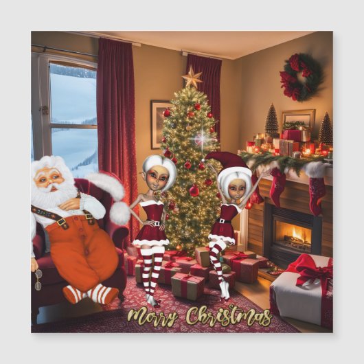 Sinterklaas en elfen na het werk. (Voorkant)