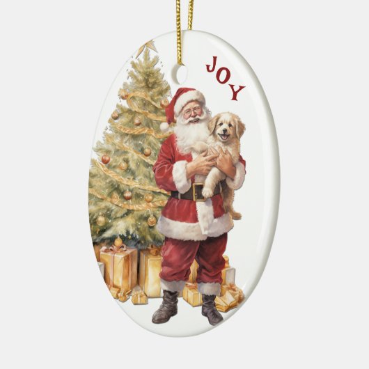 Sinterklaas en Golden Retriever Puppy Kerstmis Keramisch Ornament (Links)