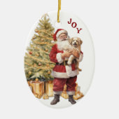 Sinterklaas en Golden Retriever Puppy Kerstmis Keramisch Ornament (Voorkant)
