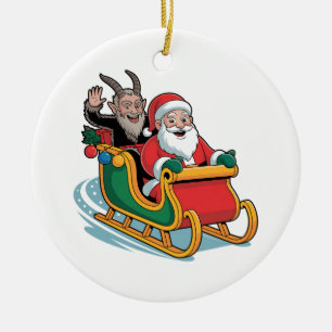 Sinterklaas en Krampus Kwaadaardig Donker Kerstmis Keramisch Ornament