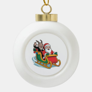Sinterklaas en Krampus Kwaadaardig Donker Kerstmis Keramische Bal Ornament
