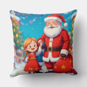 Sinterklaas en meisje met een geschenkzak kussen (Achterkant)