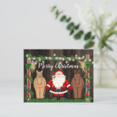 Sinterklaas en paarden in Barn Merry met kerstmis Feestdagenkaart (Staand voorkant)