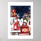 Sinterklaas en Piet op de daken van Amsterdam Poster (Voorkant)