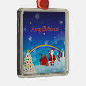 Sinterklaas en rendier metalen ornament (Rechts)