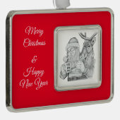 Sinterklaas en rendier verzilverd kader ornament (Rechts)