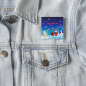 Sinterklaas en rendier vierkante button 5,1 cm (In situ)