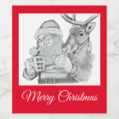 Sinterklaas en rendier wijn etiket (Enkel label)