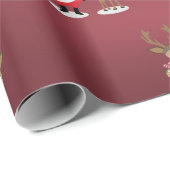 Sinterklaas en rendieren - Kerst Schattige Cadeaupapier (Rol Hoek)