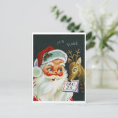 Sinterklaas en rendieren met kalender,  briefkaart (Staand voorkant)