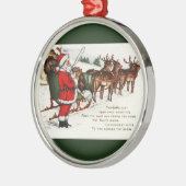 Sinterklaas en Slaap met rendiergroen Metalen Ornament (Links)