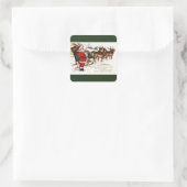 Sinterklaas en Slaap met rendiergroen Vierkante Sticker (Tas)