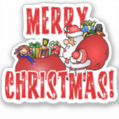 Sinterklaas en Speelgoed Tas Kerstmis Sticker (Voorkant)