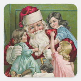"Sinterklaas en vier kinderen" Vierkante Sticker