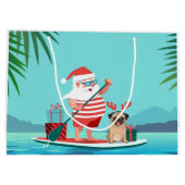 Sinterklaas en zijn pug op een surfbord groot cadeauzakje (Achterkant)