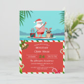 Sinterklaas en zijn pug op een surfbord kaart (Staand voorkant)