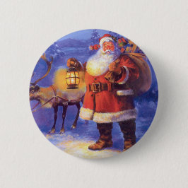 Sinterklaas en zijn rendier ronde button 5,7 cm