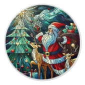 Sinterklaas en zijn rendierdragende geschenken keramische knop (Voorkant)