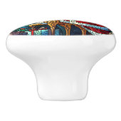 Sinterklaas en zijn rendierdragende geschenken keramische knop (Zijkant)