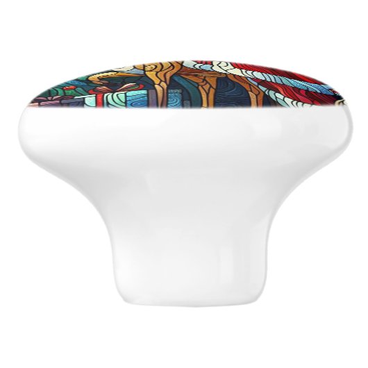 Sinterklaas en zijn rendierdragende geschenken keramische knop (Zijkant)