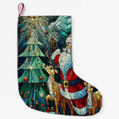 Sinterklaas en zijn rendierdragende geschenken kleine kerstsok (Voorkant)