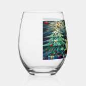 Sinterklaas en zijn rendierdragende geschenken wijnglas zonder voet (Rechts)