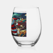 Sinterklaas en zijn rendierdragende geschenken wijnglas zonder voet (Links)