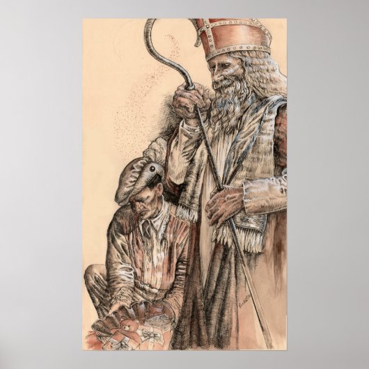 Sinterklaas en Zwarte Piet door Portia St Luke Poster (Voorkant)