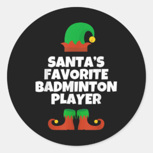 Sinterklaas Favoriete Badmintonspeler Kerstmuts Pr Ronde Sticker