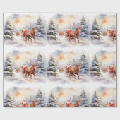 Sinterklaas geeft cadeaus in een besneeuwd wonderl cadeaupapier (Vlak)