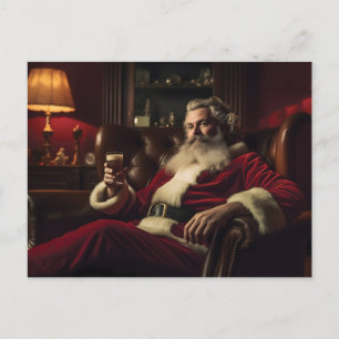 Sinterklaas geniet van een feestelijke Drink Feestdagenkaart