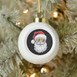Sinterklaas gezicht gay zonnebril Kerstmis Xmas LG Keramische Bal Ornament
