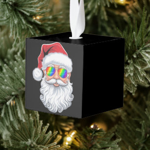Sinterklaas gezicht gay zonnebril Kerstmis Xmas LG Kubus Ornament