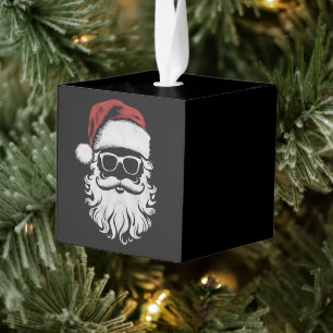 Sinterklaas Gezicht Zonnebril Met Pet Baard Xmas Kubus Ornament