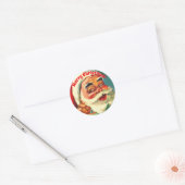 Sinterklaas Glimlachend met Ornament Ronde Sticker (Envelop)