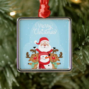 Sinterklaas, herten en snowman metalen ornament