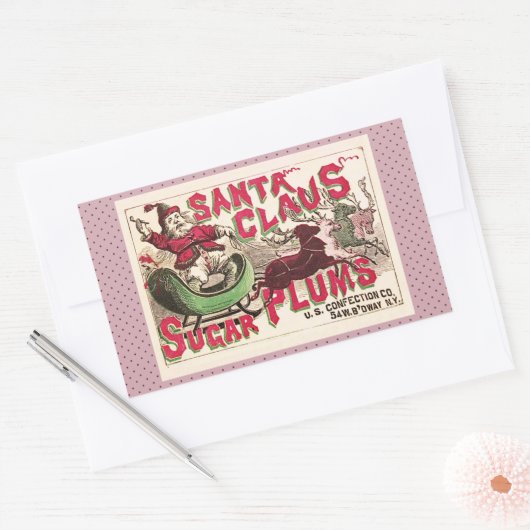 Sinterklaas illustratieslee rechthoekige sticker (Envelop)