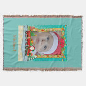 Sinterklaas in de trein met geschenken en kerstboo deken (Voorkant)