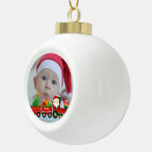 Sinterklaas in de trein met geschenken en kerstboo keramische bal ornament (Rechts)