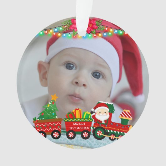 Sinterklaas in de trein met geschenken en kerstboo ornament (voorkant)