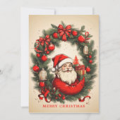 Sinterklaas in dennenkrans vakantie Kaart (Voorkant)