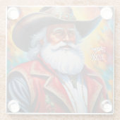 Sinterklaas in een Cowboy Pet Kerstmis Glazen Onderzetter (Achterkant)