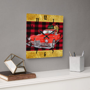 Sinterklaas in een rode oude antiek klassieke tijd vierkante klok